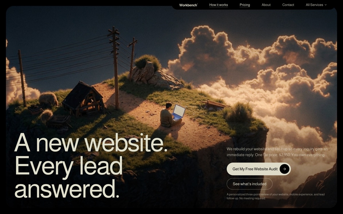 The Workbench site, showing its hero and free audit call to action.